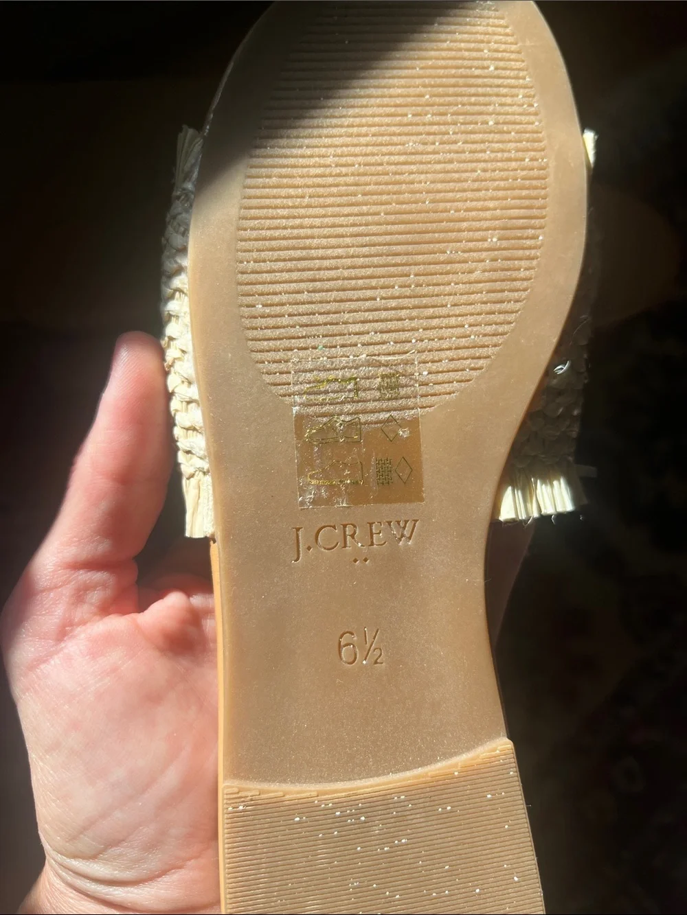 J. Crew Cream Woven Raffia Slide sandals